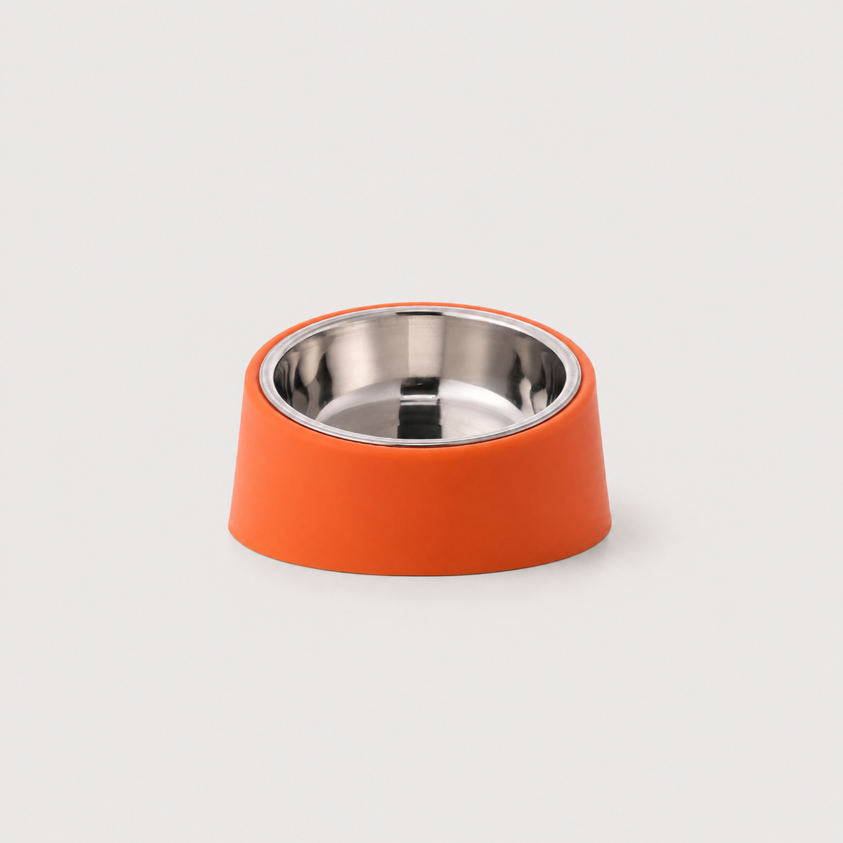 EasyReach angled stainless steel dog bowl in orange for comfortable everyday feeding