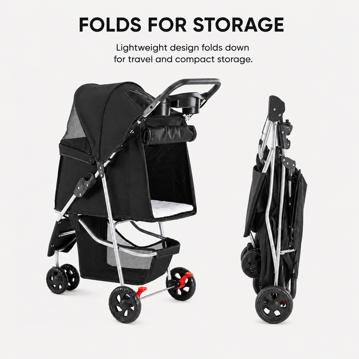 EasyRide lightweight foldable pet stroller for travel and easy storage