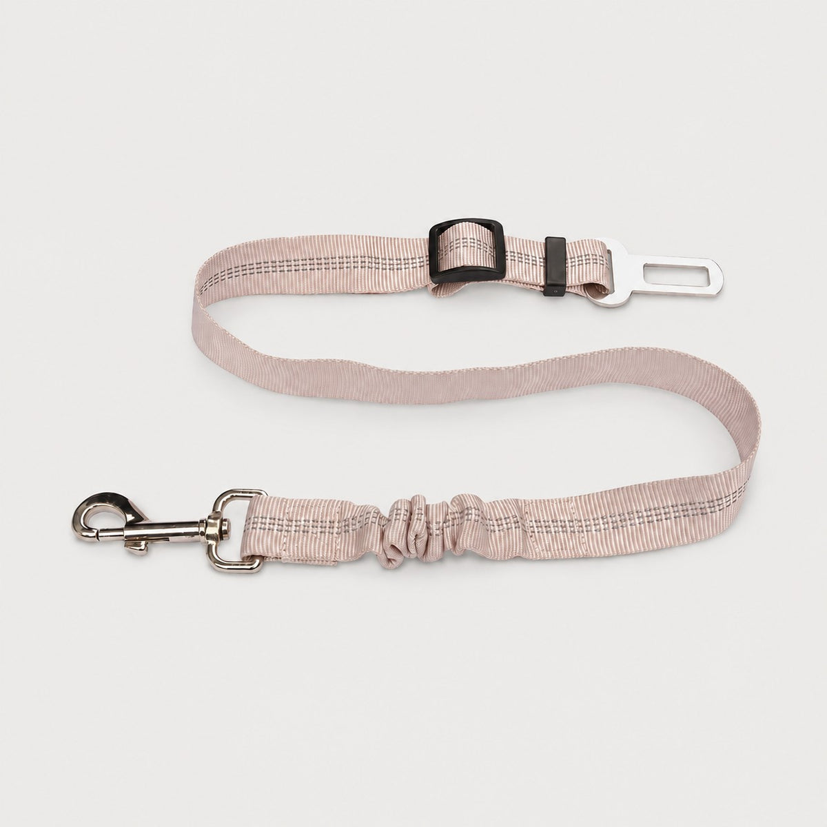 Dusty Rose FlexRide reflective dog car seat belt with adjustable bungee tether