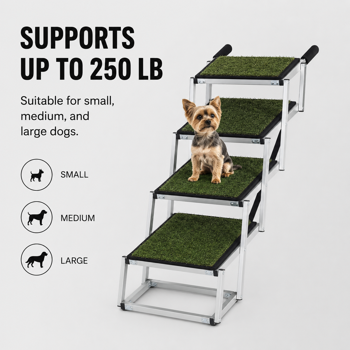 Heavy-duty foldable dog car steps with support capacity up to 250 lb