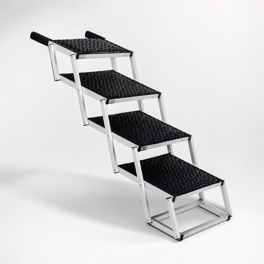 Foldable dog car steps with wide non-slip steps for easier vehicle access