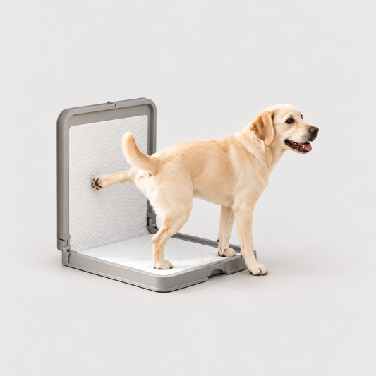 Foldable indoor dog pee pad holder with splash guard for senior dogs and dogs with limited mobility