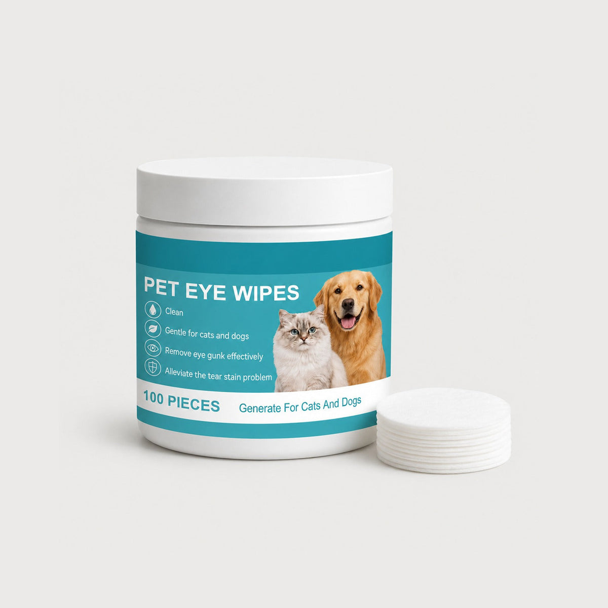 Gentle Eye Wipes for Dogs 100 count jar with soft round wipes