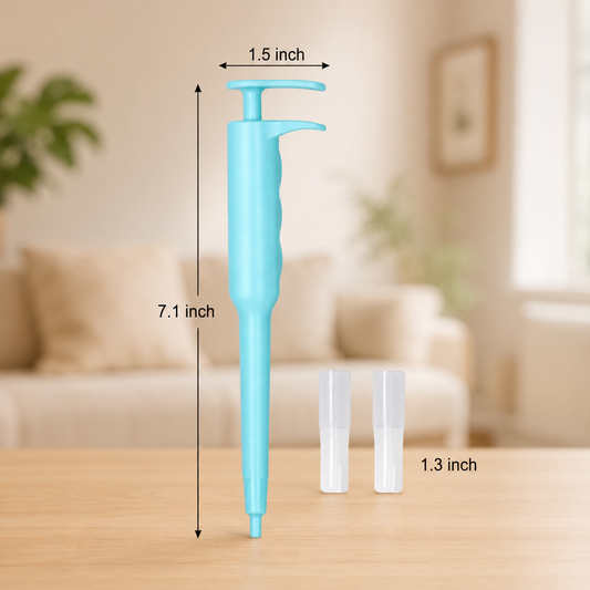 GentleDose reusable pet pill dispenser with soft silicone tip