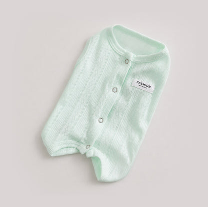 Mint GentleGuard dog recovery suit with breathable knit fabric and snap closures