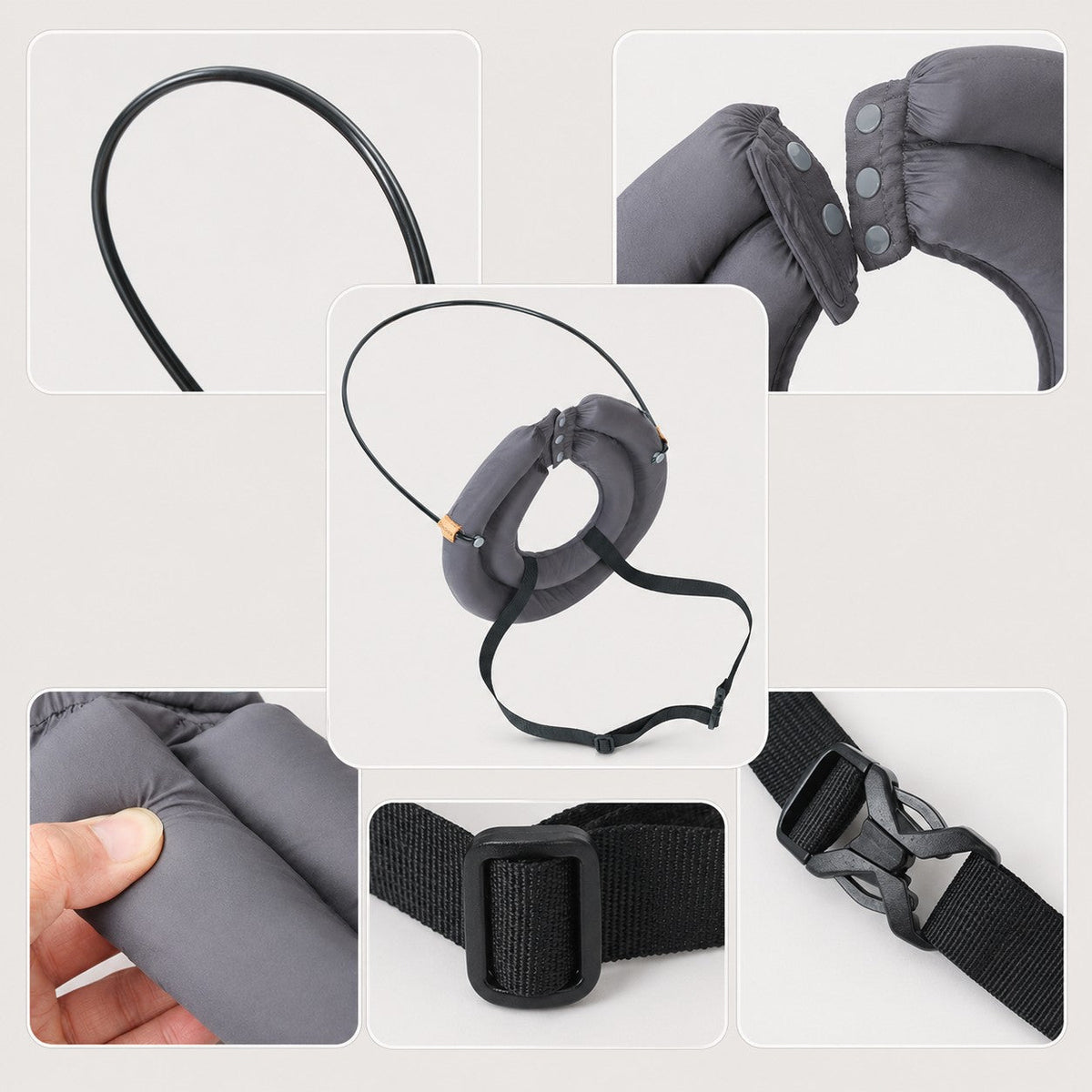 GentleGuide blind dog halo harness detail view showing padded support, flexible ring, buckle, and adjustable straps