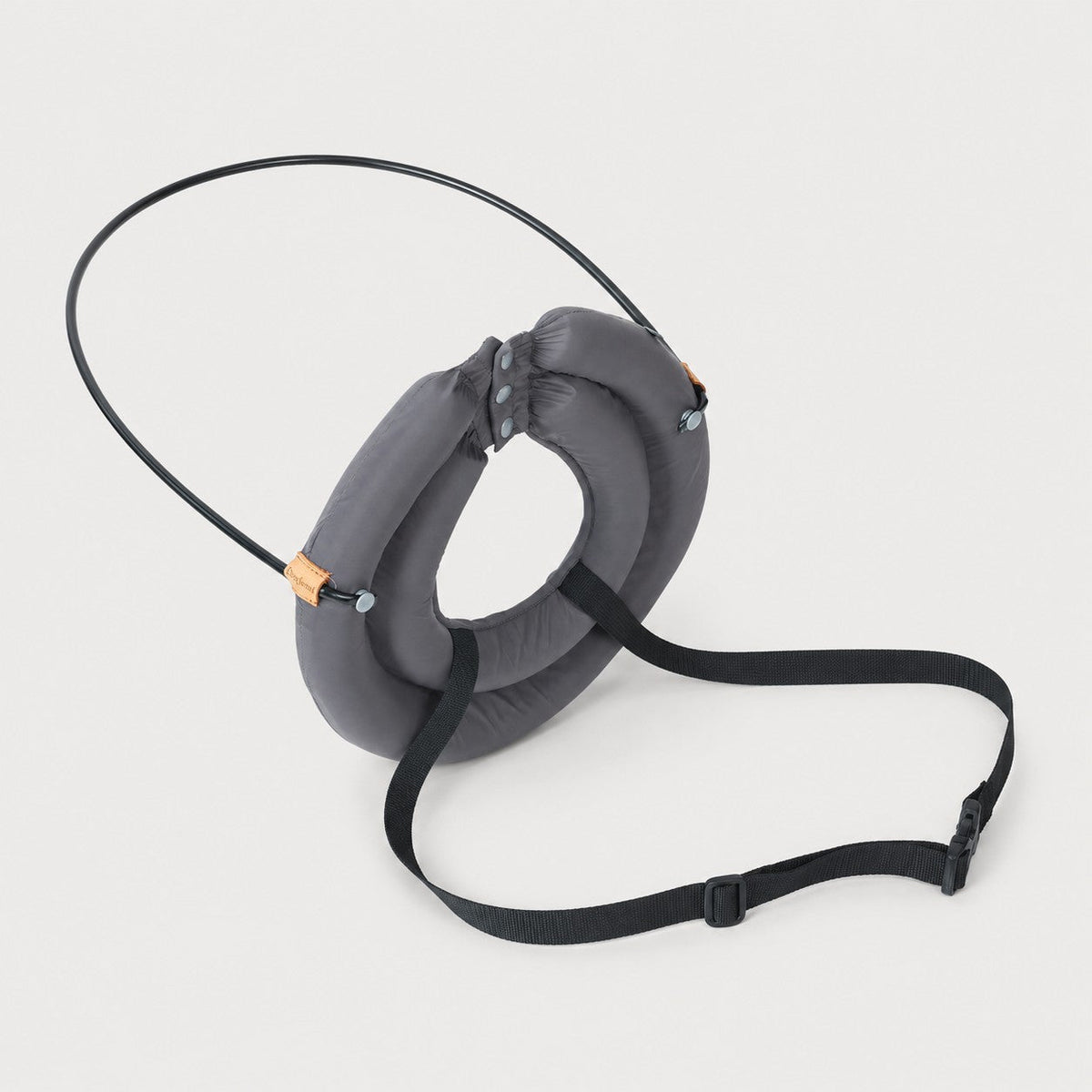 GentleGuide blind dog halo harness in gray with padded anti-collision ring