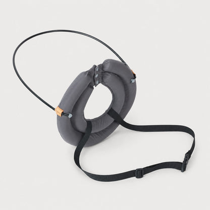 GentleGuide blind dog halo harness in gray with padded anti-collision ring