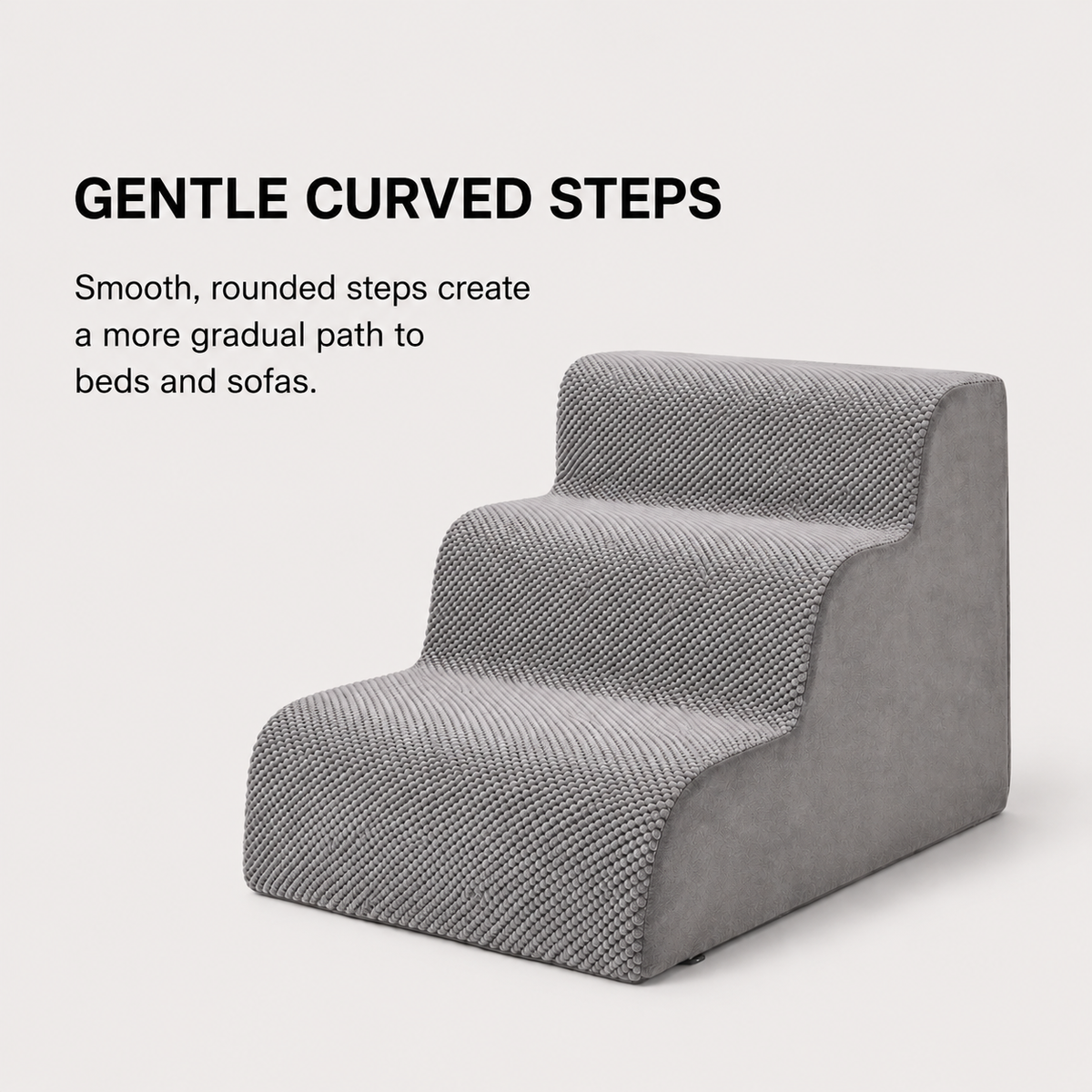 GentleRise gentle curved pet stairs for dogs with low-impact foam step design
