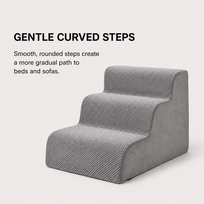 GentleRise gentle curved pet stairs for dogs with low-impact foam step design