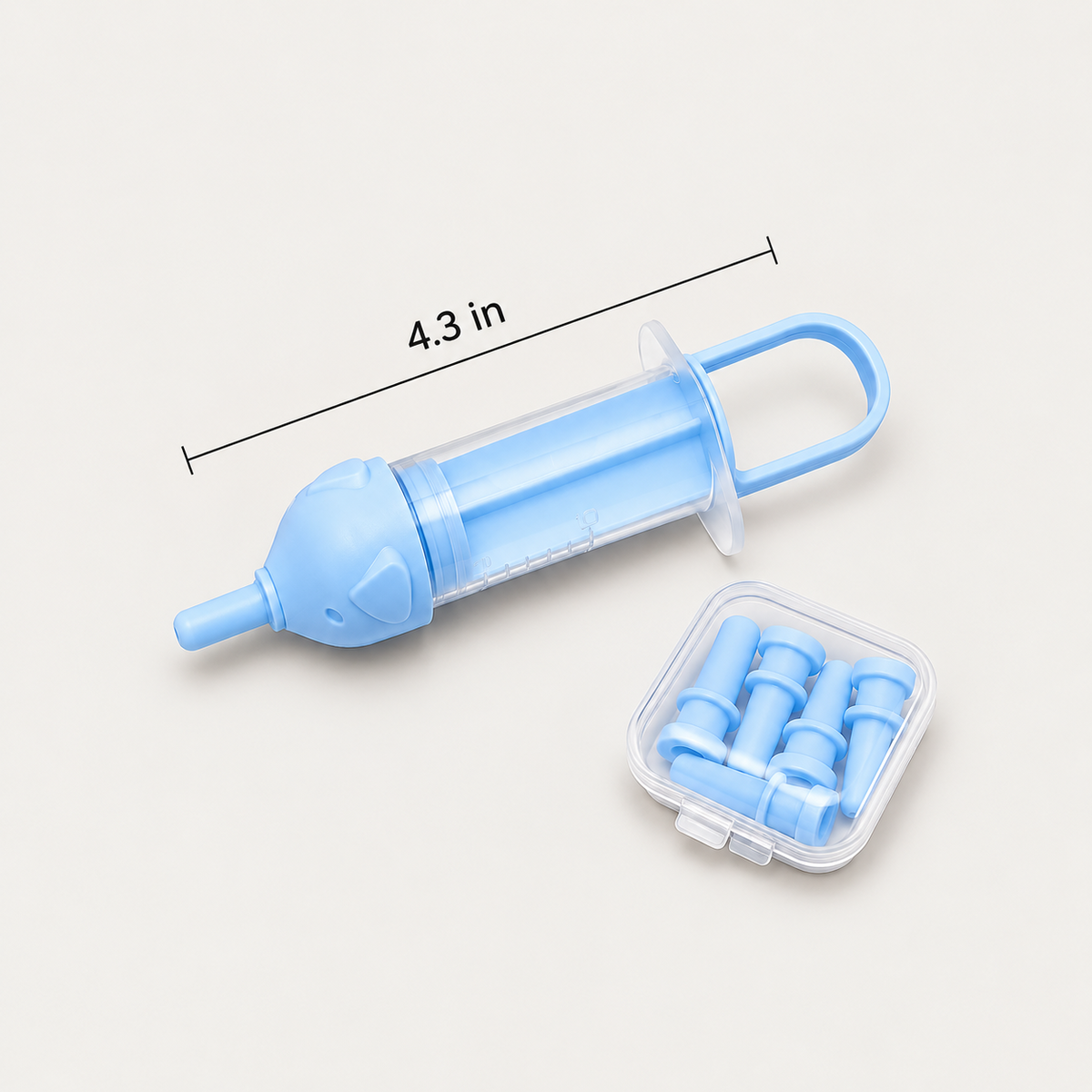 Blue GentleSip senior dog liquid feeder measuring 4.3 inches