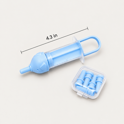 Blue GentleSip senior dog liquid feeder measuring 4.3 inches