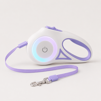 Purple GlowWalk LED retractable dog leash color option for daily walks