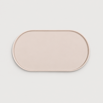 Gray non-slip silicone dog feeding mat with raised edge