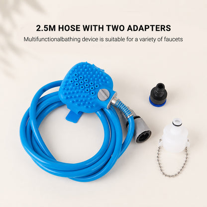 Handheld dog bath massage sprayer designed for convenient one-handed washing and rinsing