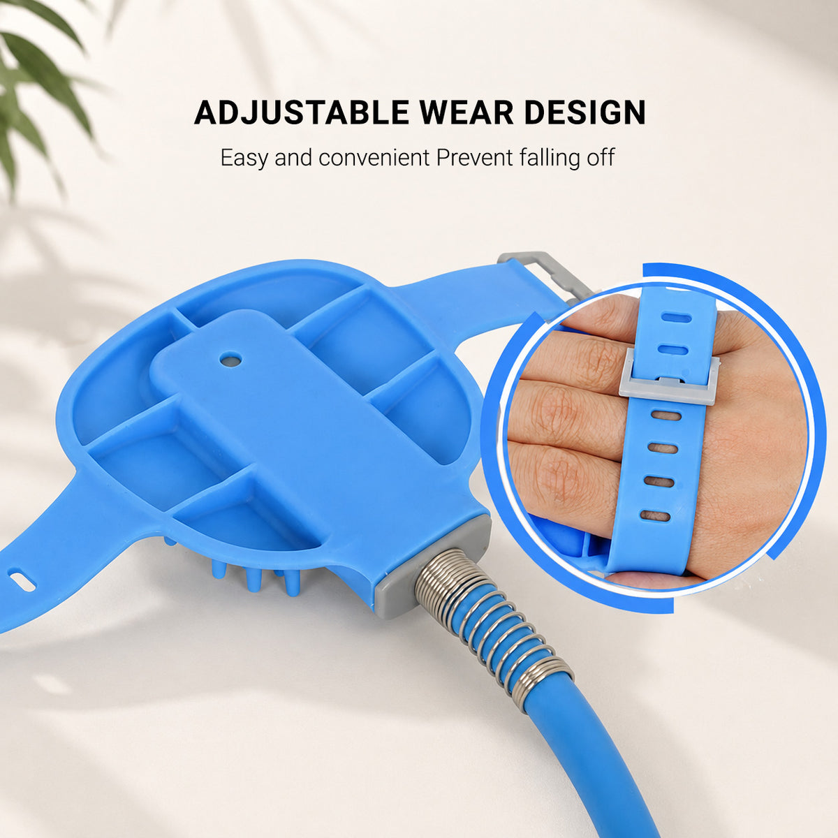Dog shower brush with water attachment for indoor or outdoor pet bathing