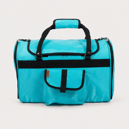 Aqua soft-sided pet carrier with mesh ventilation
