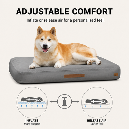 Built-in foot pump on inflatable dog bed