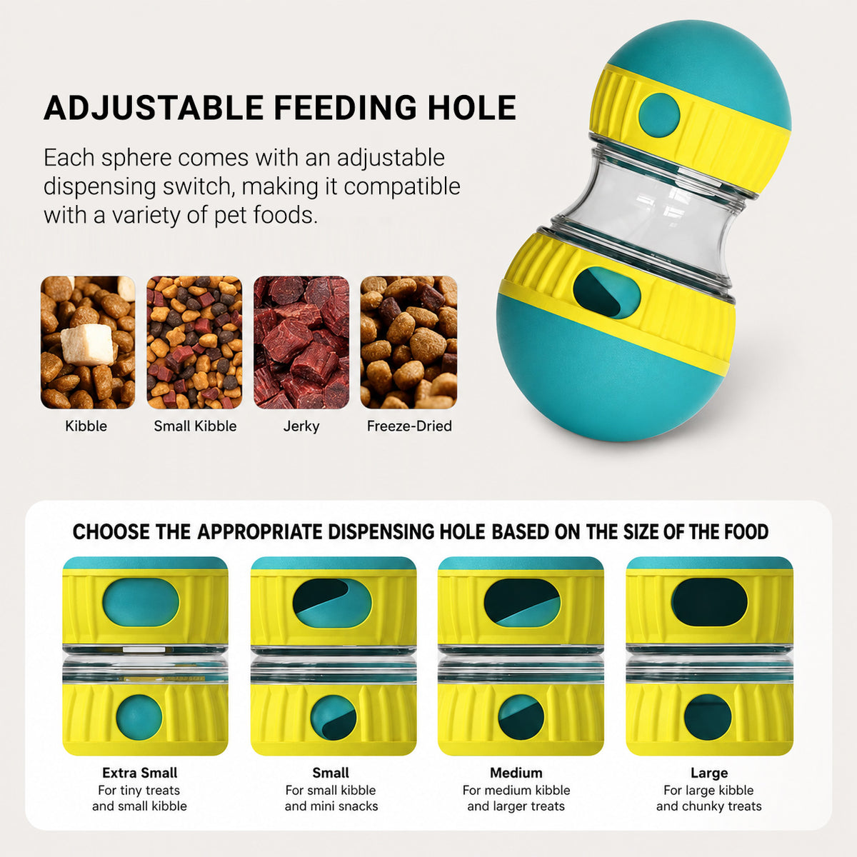 Interactive Treat Puzzle Ball designed to dispense treats while dogs roll and play