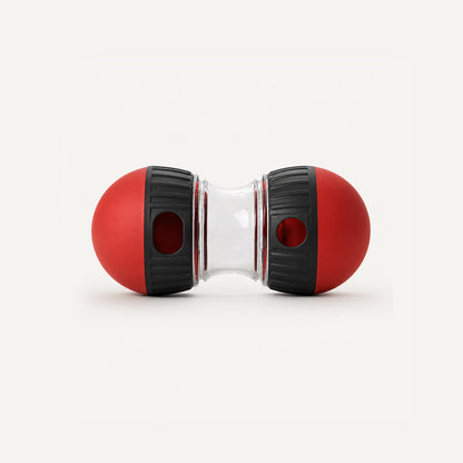 Red Interactive Treat Puzzle Ball for dogs with treat-dispensing enrichment design