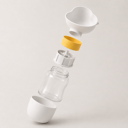 Close-up of the LeafSip portable dog water bottle design and drinking tray detail