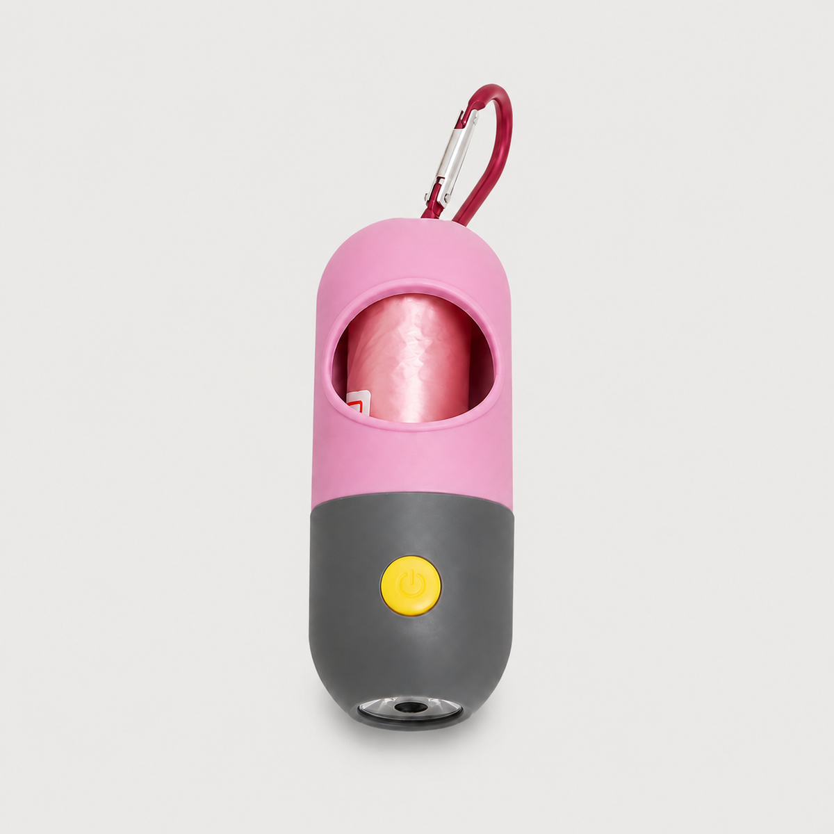 Pink LED dog waste bag dispenser with built-in flashlight