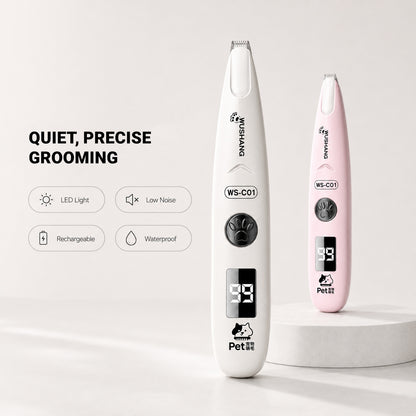 LED Precision Paw Trimmer detail highlighting the built-in light for better grooming visibility