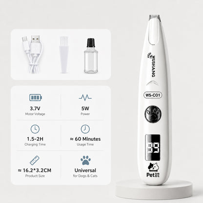Compact LED Precision Paw Trimmer for controlled detail grooming on dogs and cats