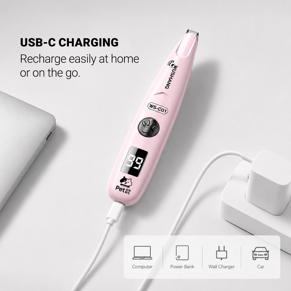 Waterproof LED Precision Paw Trimmer designed for easier cleaning after pet grooming
