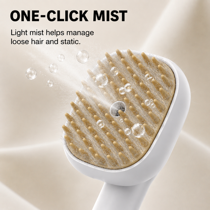 One-click mist spray function on the MistEase pet grooming comb
