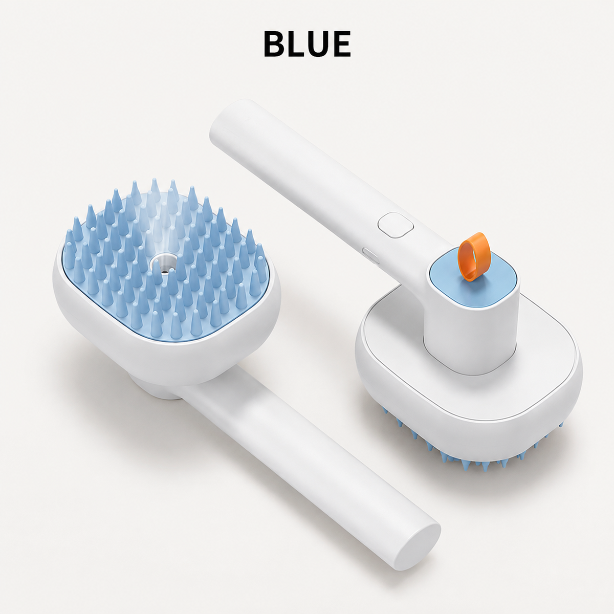 Blue MistEase pet spray massage comb with soft grooming teeth