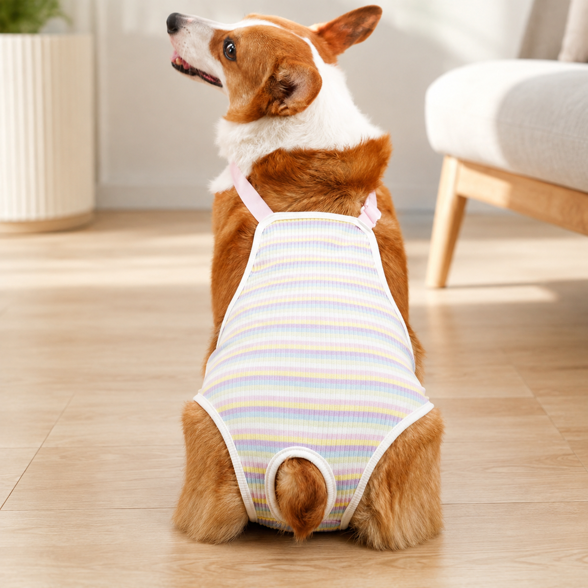 Purple stripe NightGuard washable dog protection pants color option