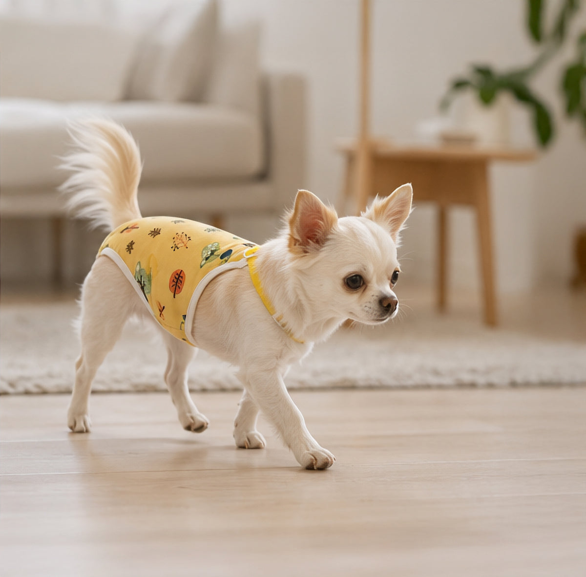 NightGuard dog protection pants showing a secure suspender-style fit for everyday wear
