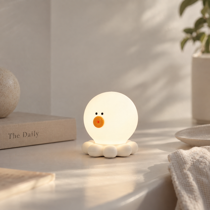 OctoGlow silicone tap night light in a cozy indoor setting