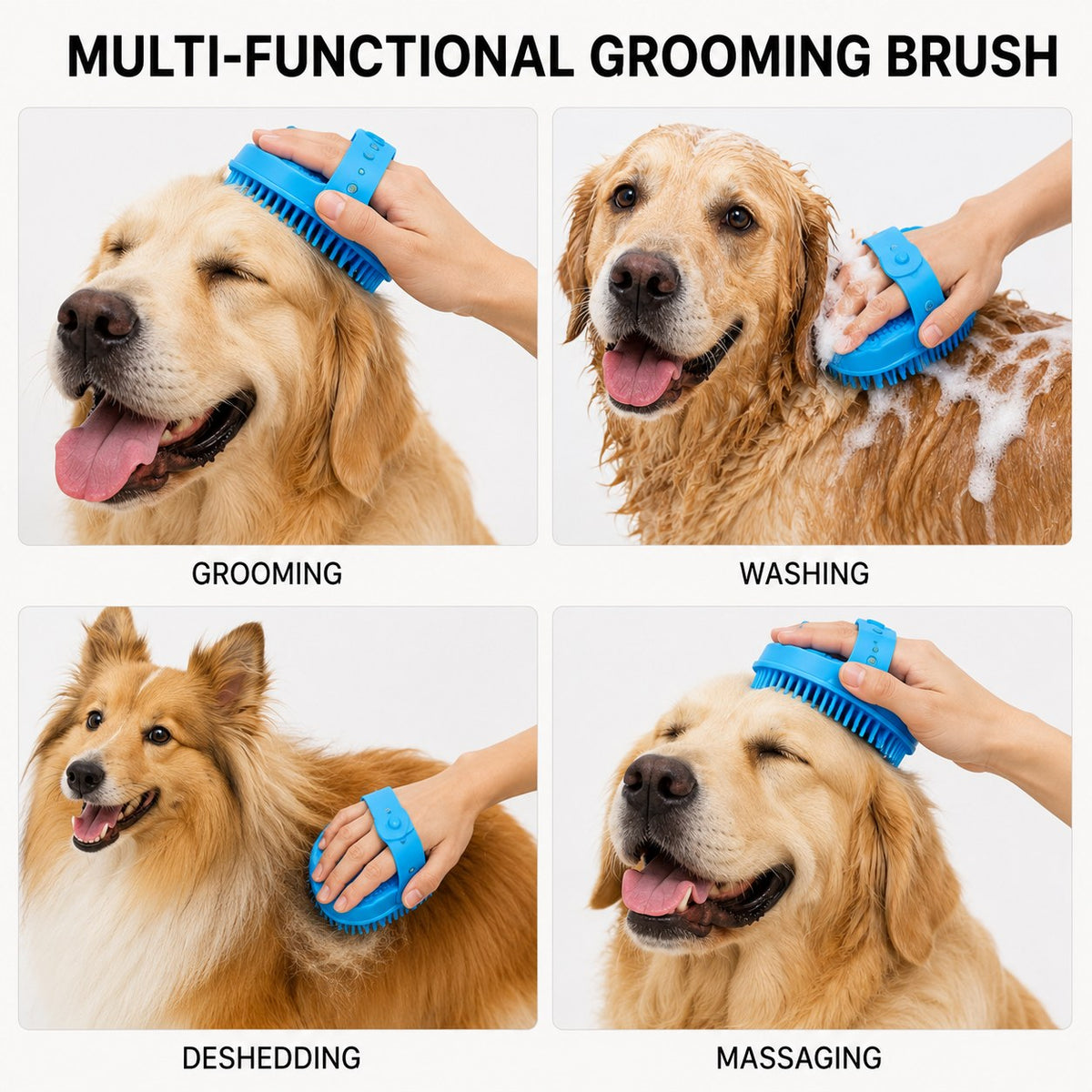 PawFresh multifunctional dog grooming brush for grooming, washing, deshedding, and massaging