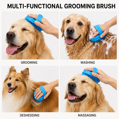 PawFresh multifunctional dog grooming brush for grooming, washing, deshedding, and massaging
