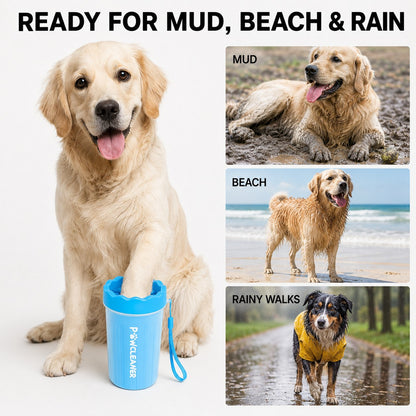 PawFresh dog paw cleaner for muddy ground, beach trips, and rainy walks