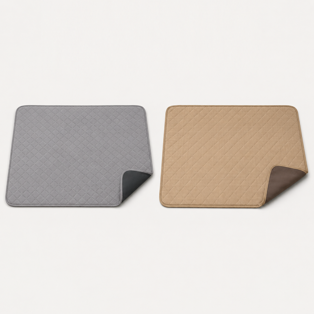 PawGuard washable waterproof dog pad color options in gray and khaki