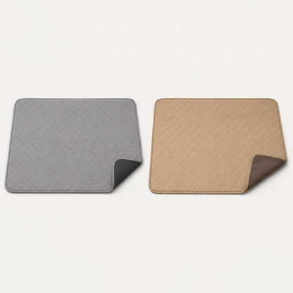 PawGuard washable waterproof dog pad color options in gray and khaki