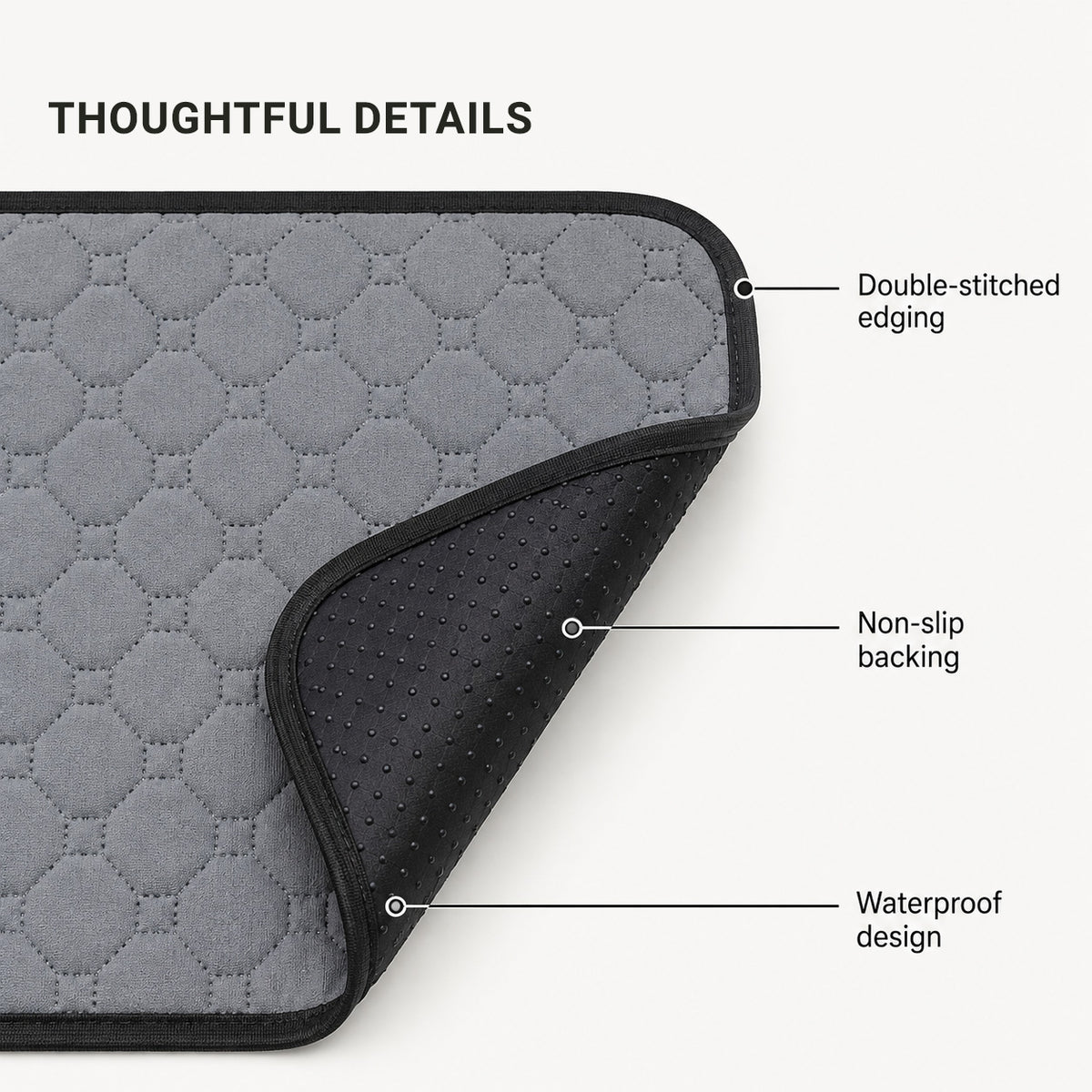 Close-up of PawGuard dog pad layers showing soft fabric and waterproof backing