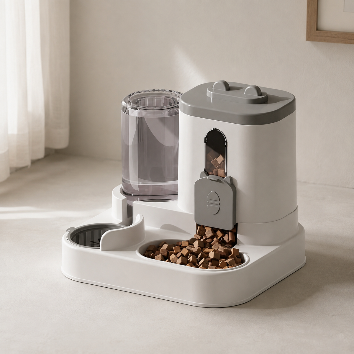 Close-up of the non-slip base on the PawServe gravity pet feeder and waterer