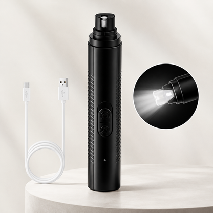 Black PawTrim rechargeable electric pet nail grinder for shaping and smoothing pet nails