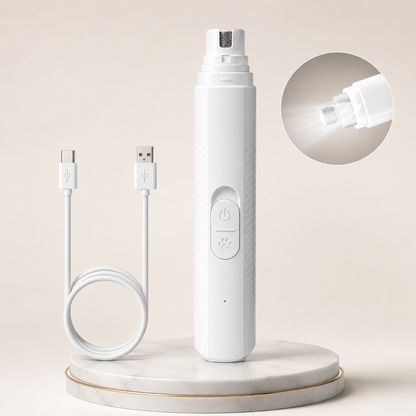 White PawTrim rechargeable electric pet nail grinder for gentle nail smoothing