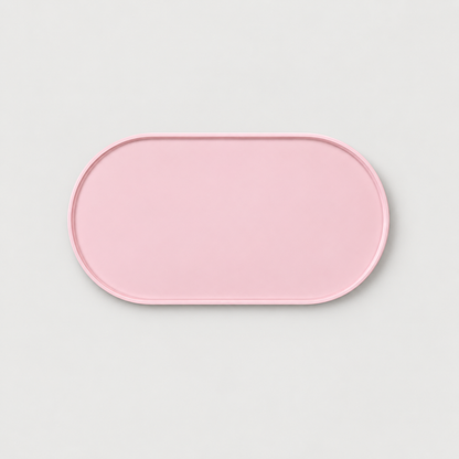 Pink non-slip silicone dog feeding mat with raised edge