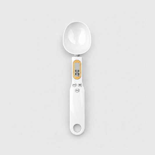 Pet food portion scale spoon for consistent meal measuring