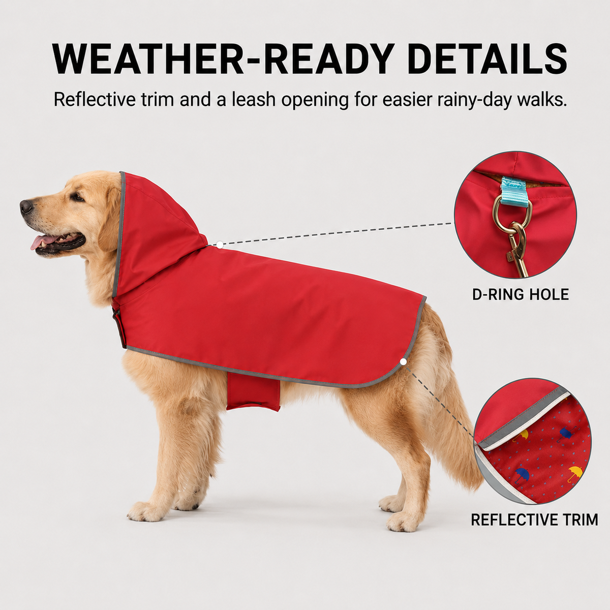 PU-coated waterproof dog raincoat material detail