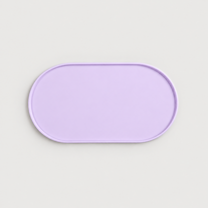 Purple non-slip silicone dog feeding mat with raised edge
