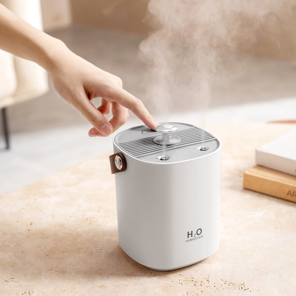 QuietMist cordless humidifier for home comfort near a dog's resting area