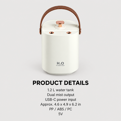QuietMist portable room humidifier with dual mist for indoor comfort