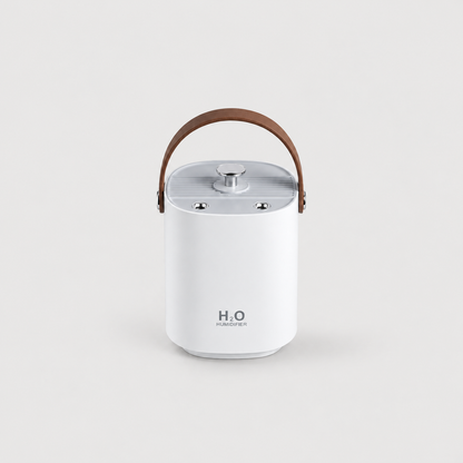 QuietMist rechargeable humidifier providing indoor moisture near a senior dog resting area